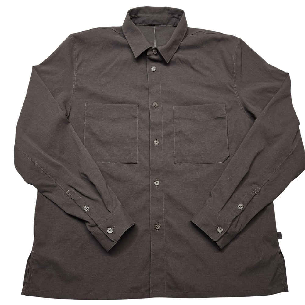 Lululemon Shirt Mens 2XL Brown Long Sleeve Button Up‎ Relaxed Fit Pockets Casual